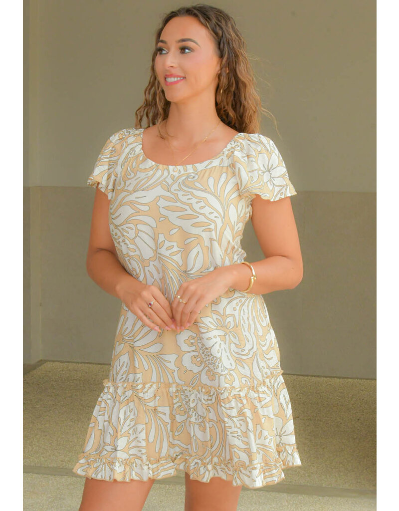Signature KIEO- Off Shoulder Frill Hem Dress