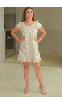 Signature KIEO- Off Shoulder Frill Hem Dress