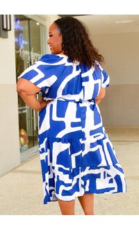 MLLE Gabrielle KYNLEE- Plus Size Elastic Waist Dress with Puff Sleeves