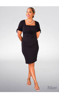 Shelby & Palmer RIKER- Square Neck Tie Sleeve Dress