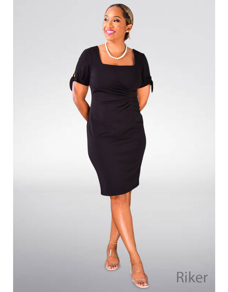 Shelby & Palmer RIKER- Square Neck Tie Sleeve Dress