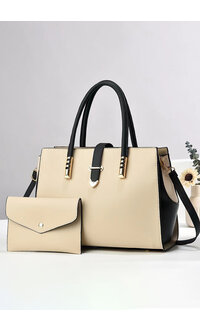 GETS 2 Tone 2 Piece Bag Set with Metal On Handles