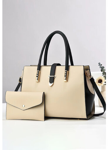 GETS 2 Tone 2 Piece Bag Set with Metal On Handles