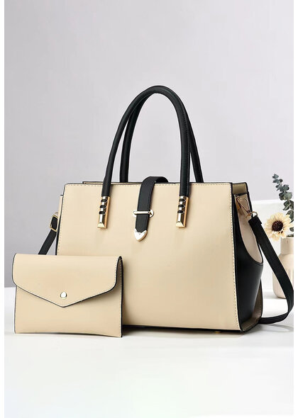 GETS 2 Tone 2 Piece Bag Set with Metal On Handles