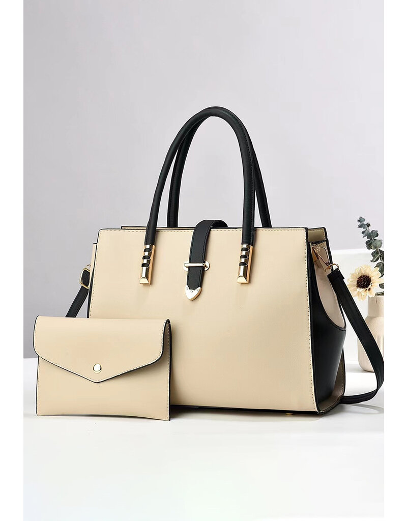 GETS 2 Tone 2 Piece Bag Set with Metal On Handles
