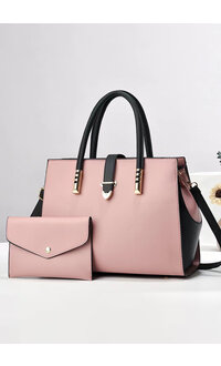 GETS 2 Tone 2 Piece Bag Set with Metal On Handles