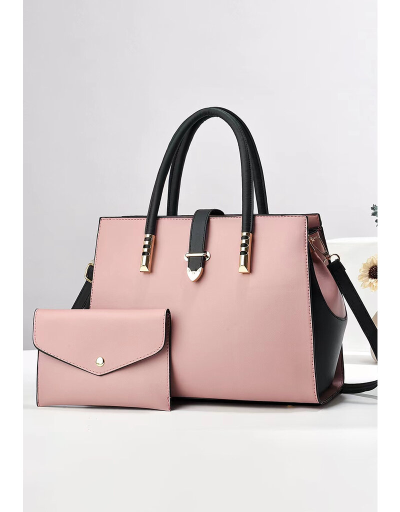 GETS 2 Tone 2 Piece Bag Set with Metal On Handles