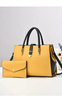 GETS 2 Tone 2 Piece Bag Set with Metal On Handles