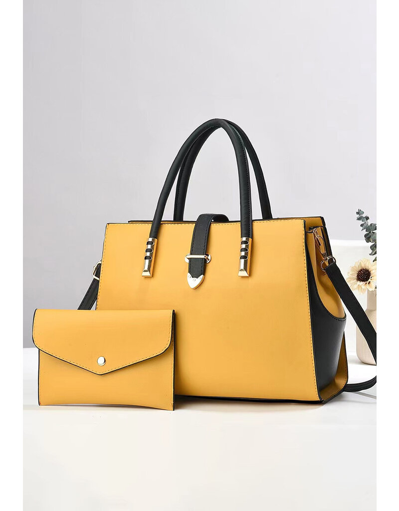 GETS 2 Tone 2 Piece Bag Set with Metal On Handles