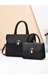 GETS Pleated Look 2 Piece Bag Set with Flap