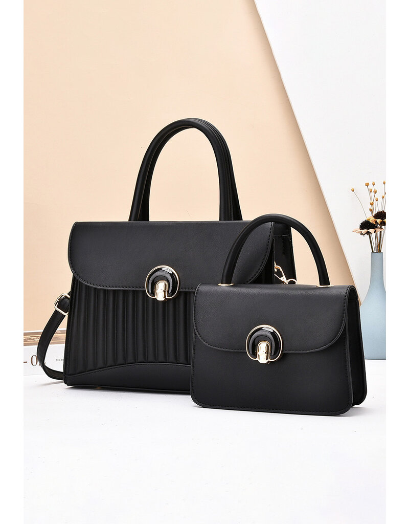 GETS Pleated Look 2 Piece Bag Set with Flap