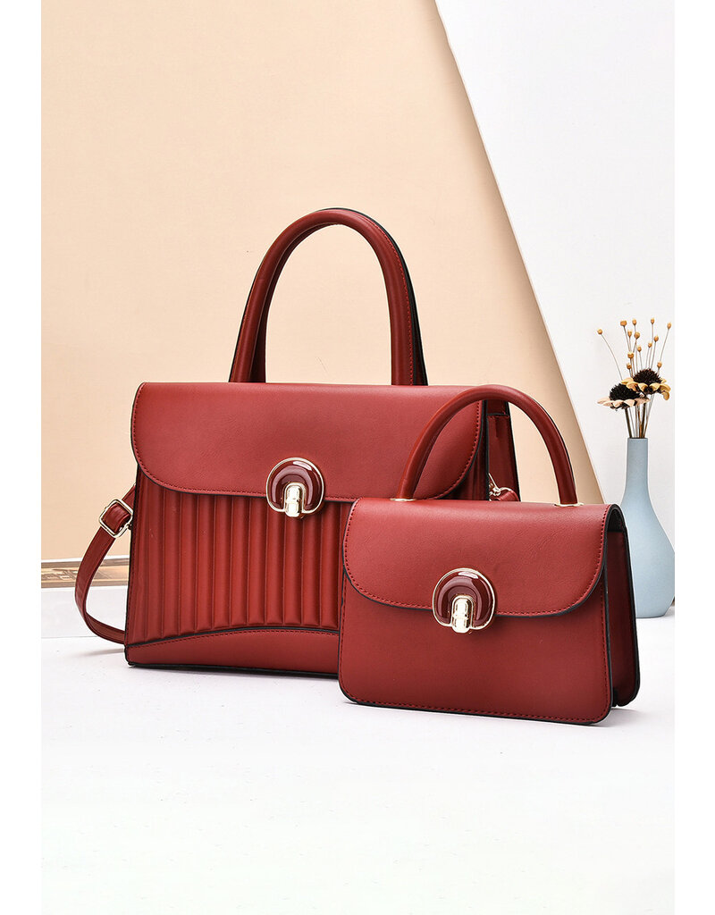 GETS Pleated Look 2 Piece Bag Set with Flap