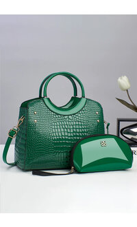 ADORE Croc Skin 2 Piece Bag Set with Circular Handle