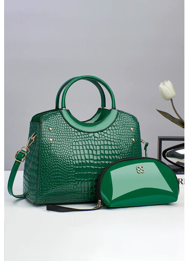 ADORE Croc Skin 2 Piece Bag Set with Circular Handle