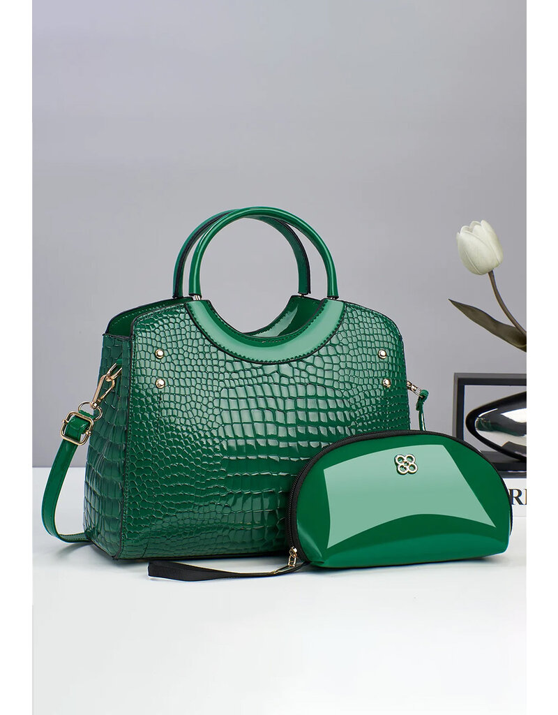 ADORE Croc Skin 2 Piece Bag Set with Circular Handle