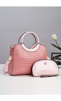 ADORE Croc Skin 2 Piece Bag Set with Circular Handle