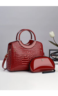 ADORE Croc Skin 2 Piece Bag Set with Circular Handle