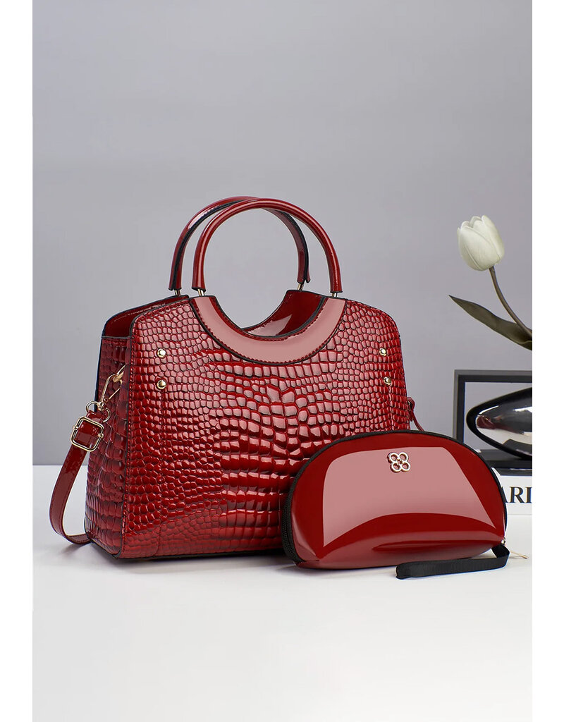 ADORE Croc Skin 2 Piece Bag Set with Circular Handle