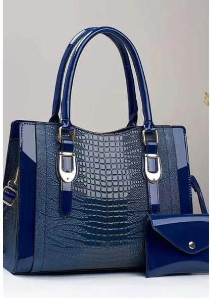 ADORE Croc Skin Patent Leather 2 Piece Bag Set