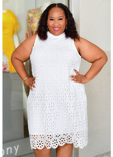 Signature CHEN- Plus Size Dress with Cut Outs