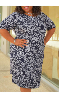 IVANNA- Plus Size Printed Long Sleeve Dress