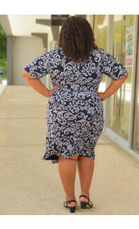 IVANNA- Plus Size Printed Long Sleeve Dress