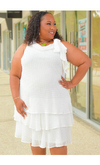 Signature FENIX- Plus Size Layered Hem Cowl Neck Dress