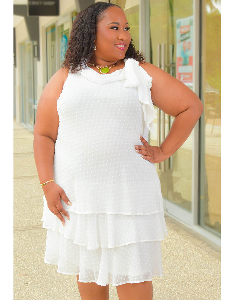 Signature FENIX- Plus Size Layered Hem Cowl Neck Dress