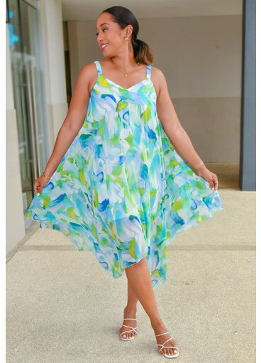 Nina Leonard FRIO- Floral Thin Strap Dress