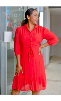 MLLE Gabrielle GARID- Solid Tie Waist 3/4 Sleeves Dress