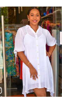 MLLE Gabrielle GOTHA- Solid Button Down 3/4 Tie Sleeve Dress