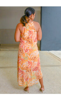 MLLE Gabrielle GIVA- Printed Hi-Neck Dress with Keyhole