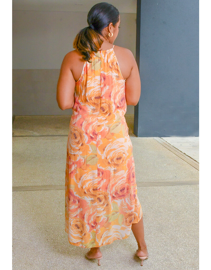 MLLE Gabrielle GIVA- Printed Hi-Neck Dress with Keyhole