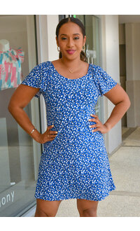 Signature IKIE- Puff Print Off Shoulder Dress