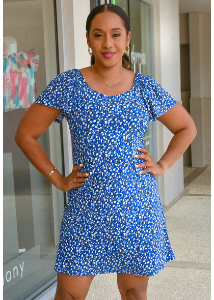 Signature IKIE- Puff Print Off Shoulder Dress