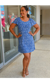 Signature IKIE- Puff Print Off Shoulder Dress