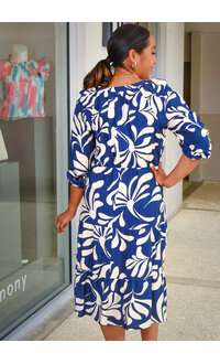 MLLE Gabrielle ISHIKA- Print V-Neck Dress with Balloon Sleeves