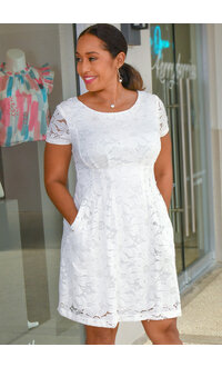 LOTUS- Solid Cap Sleeve Dress with Frill Hem