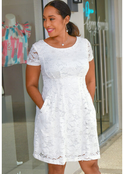LOTUS- Solid Cap Sleeve Dress with Frill Hem
