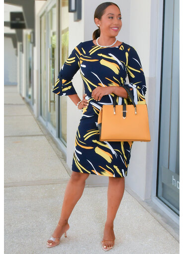 Jessica Rose RIONN- Round Neck 3/4 Sleeve Dress