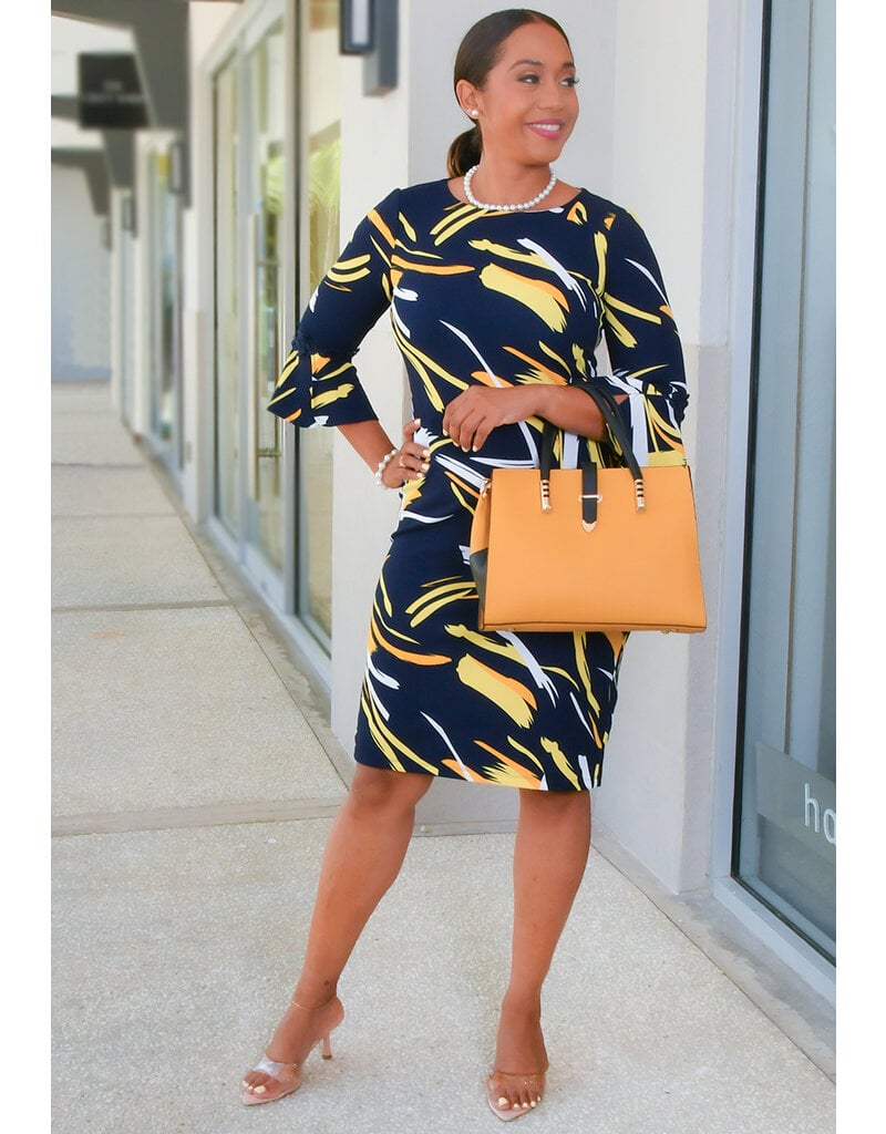 Jessica Rose RIONN- Round Neck 3/4 Sleeve Dress