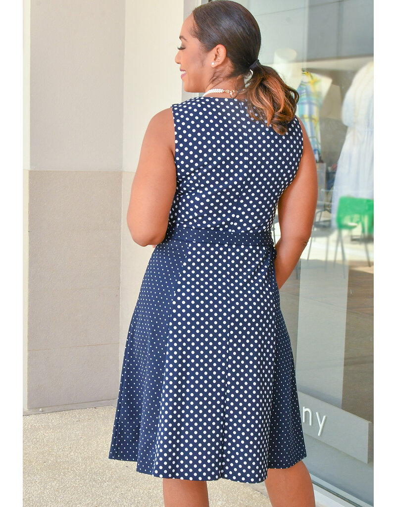 ROSSELLA- Polka Dot Armhole Dress with Band