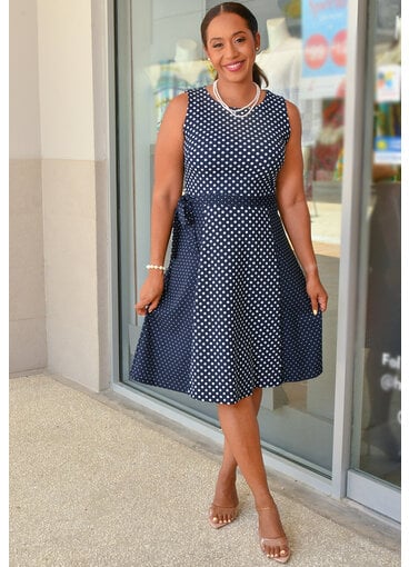 ROSSELLA- Polka Dot Armhole Dress with Band