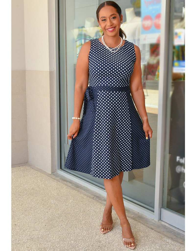 ROSSELLA- Polka Dot Armhole Dress with Band