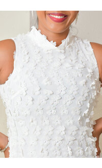 Signature FEBBY- Armhole Hi Neck Flower Pattern Dress