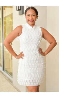 Signature FEBBY- Armhole Hi Neck Flower Pattern Dress