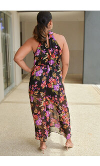 FILITA- Hi Neck Floral Jumper with String