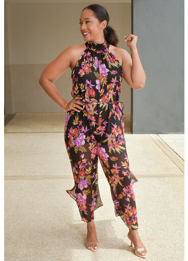 FILITA- Hi Neck Floral Jumper with String