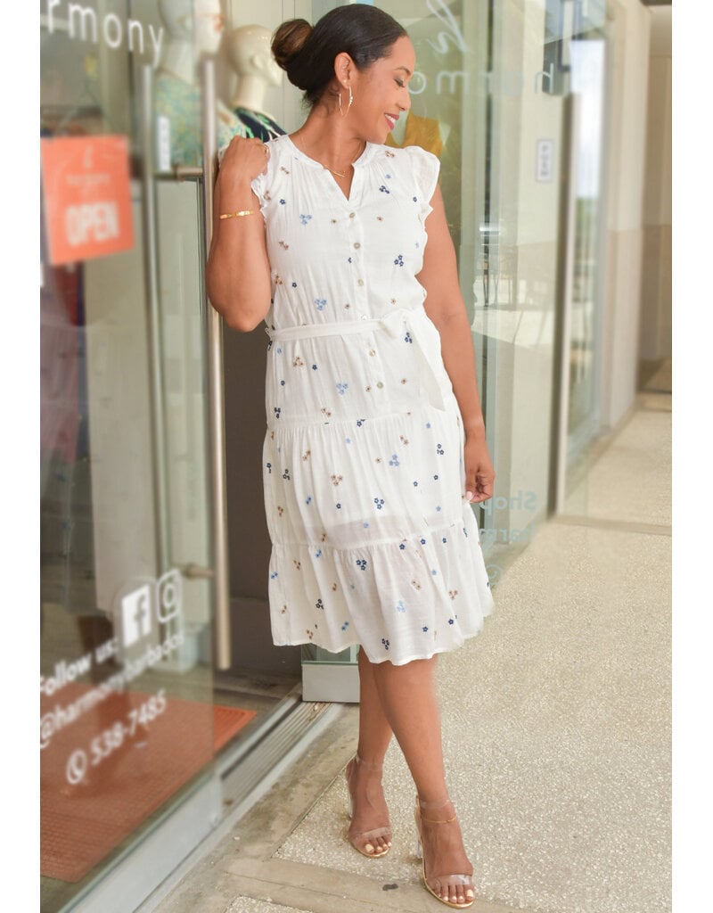 FIGUEROA & FLOWER GITZ- Button Down Frill Arm Dress