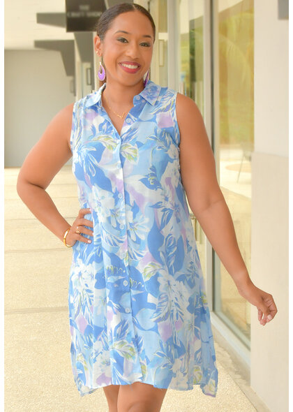 MLLE Gabrielle GUNIA- Printed Armhole Dress with Collar